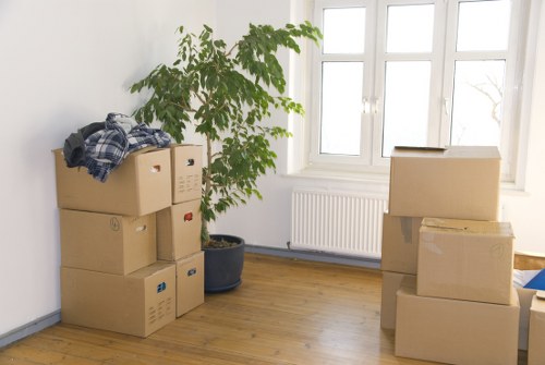 Carefully packed household items for transport